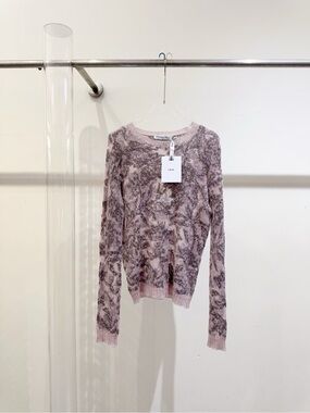 Dior Pink Marble-Print Lightweight Knit Sweater